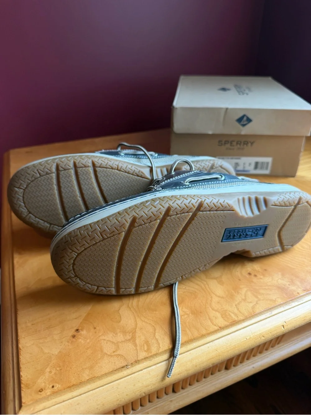 Sperry billfish 3 eye Navy and Tan Leather Mesh Boat Shoe new